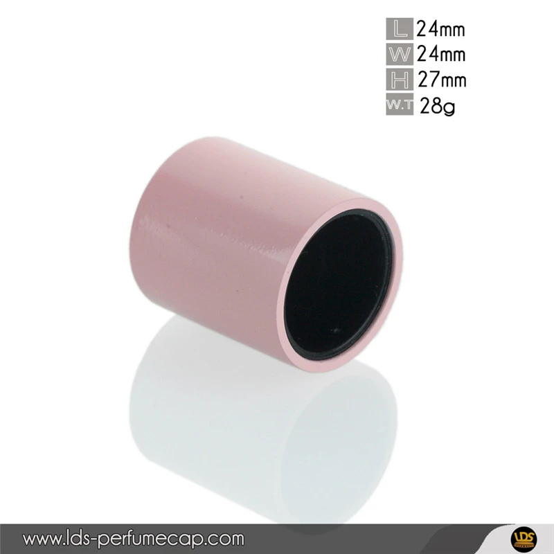 Pink metal cap for perfume